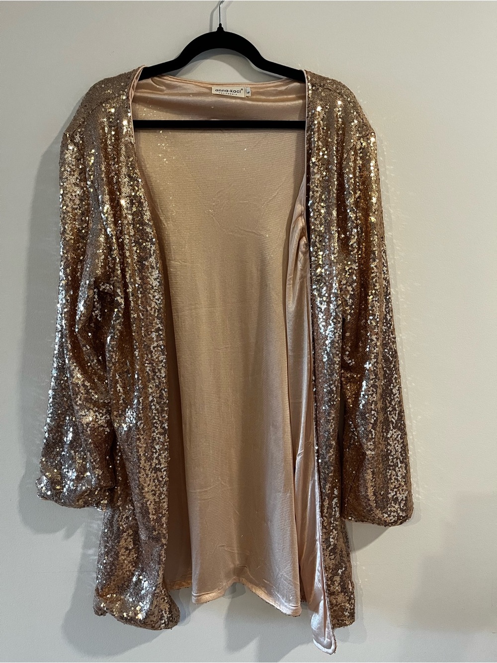 Rose Gold Sequin Open-Front Cape/Jacket